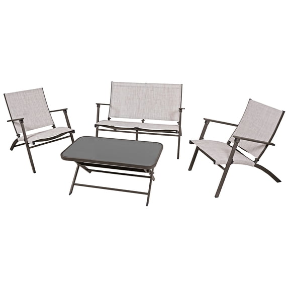 Letright Industrial 270131 Four Seasons Novara Steel Folding Patio Set - 4 Piece