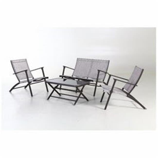 Letright Industrial Four Seasons Novara Steel Folding Patio Set - 4 Piece