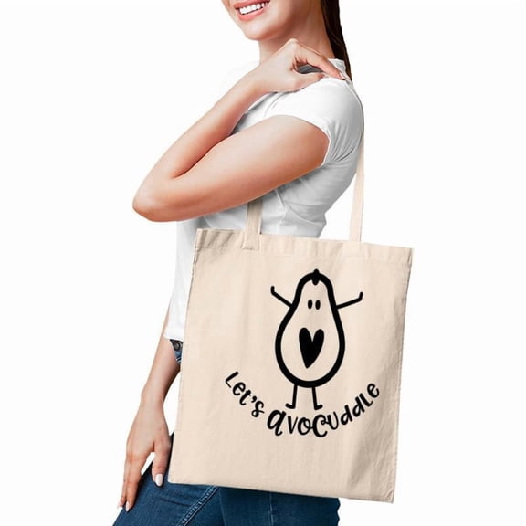 Lets Avocuddle Funny Avocado Black Graphics Tote Bag