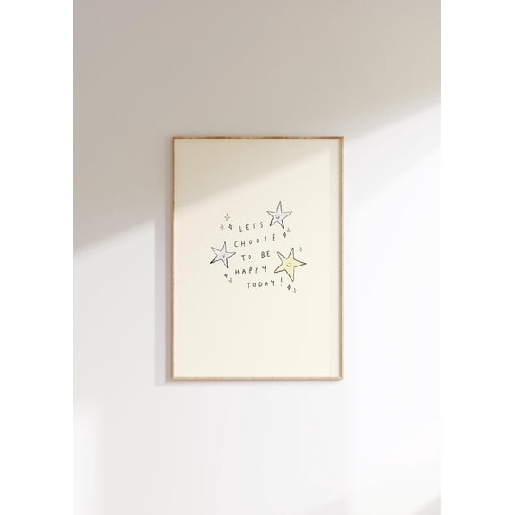 Lets Choose To Be Happy Today Wall Art Motivational Decor, Stretched Canvas Size 16x24