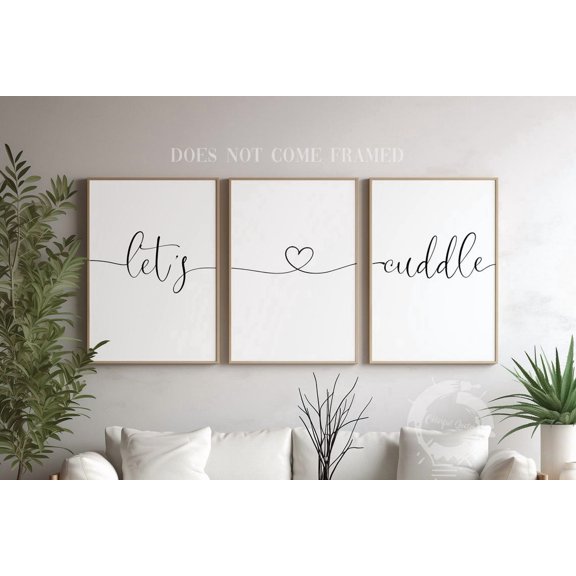 Lets Cuddle Wall Art Print Set, Romantic Minimalist Home Decor