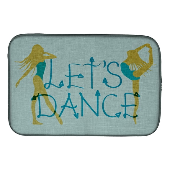 Let's Dance Linen Teal Dish Drying Mat