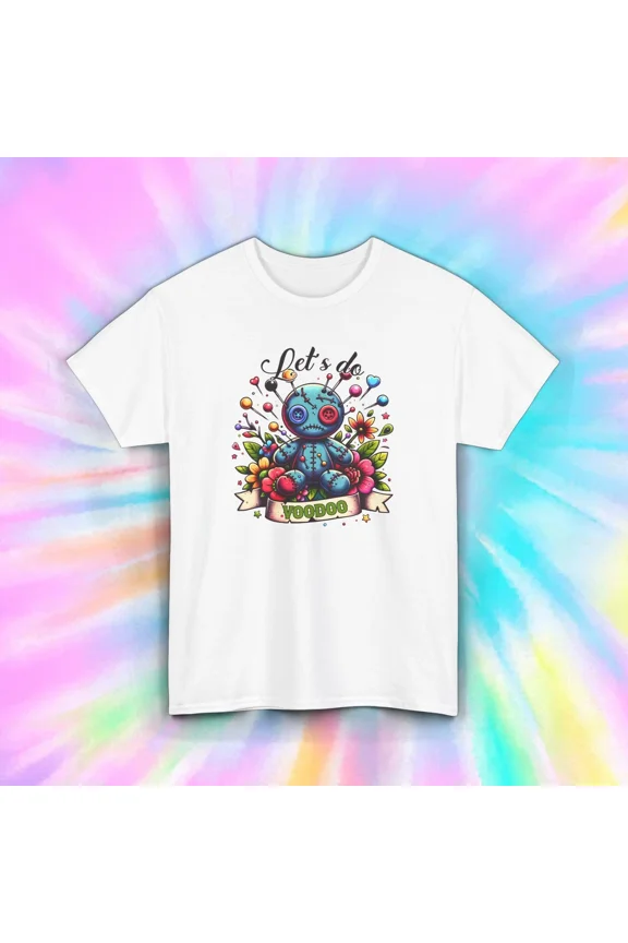 Lets Do Voodoo Cute Voodoo Doll Fun Witchy Whimsical Retro Graphic Unisex T-Shirt, up to size 5XL