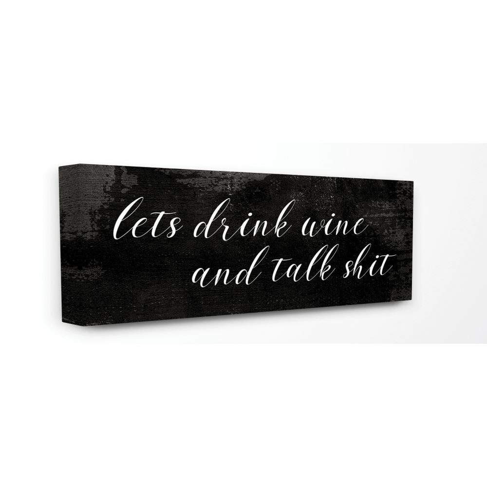 Lets Drink Wine Funny Family Word Design Stretched Canvas Wall Art by Daphne Polselli