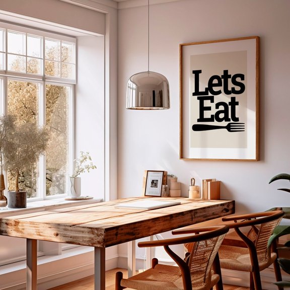 Lets Eat Print Dining Room Kitchen Wall Art, Unframed Paper Print