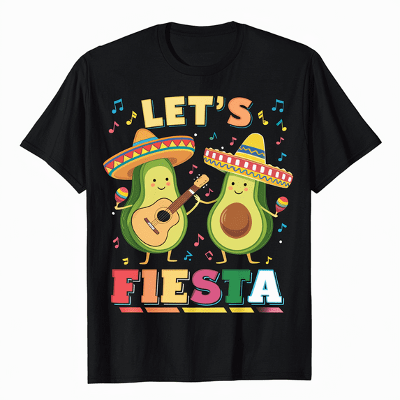 Lets Fiesta Taco Avocado Funny Cinco De Mayo Mexican Party T-Shirt
