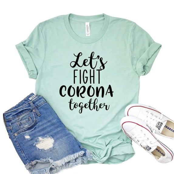 Lets Fight Corona T-shirt Covid Shirt Vaccine Shirts Women's Survival Tshirt Coronavirus Tee Social Distancing Gift