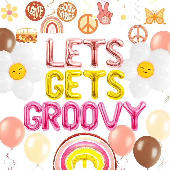 Lets Get Groovy Banner Balloons Lets Get Groovy Decoration Backdrop Sign Birthday Bridal Shower Bachelorette Decoration