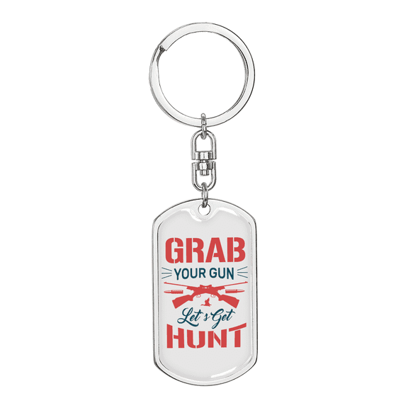 Lets Get Hunt Hunter'S Keychain Stainless Steel or 18k Gold Dog Tag Keyring