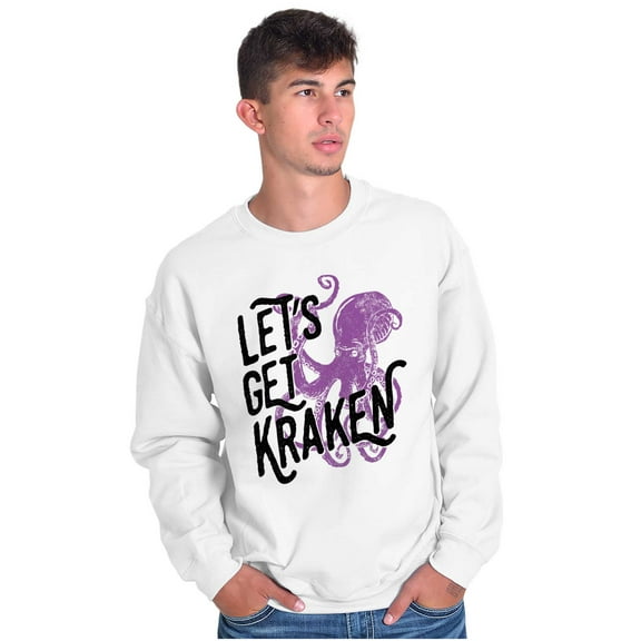 Lets Get Kraken Nautical Octopus Unisex Plus Fleece Graphic Sweatshirt Brisco Brands 2X