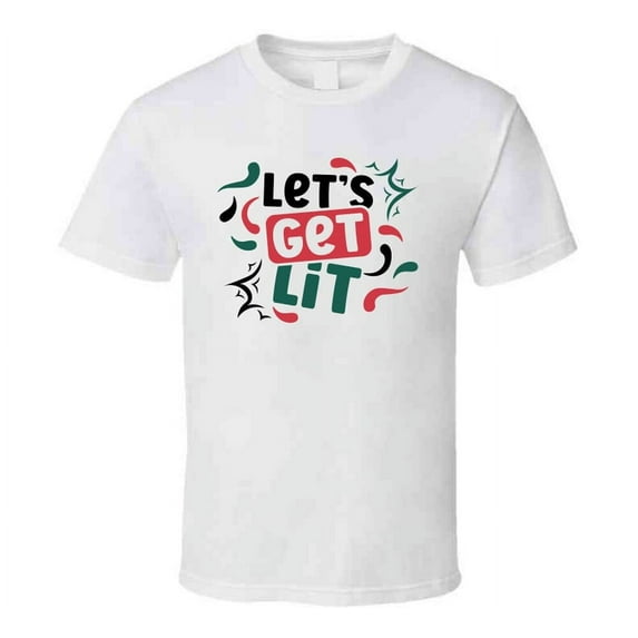 Lets Get Lit Drinking Tee Funny Christmas Tshirt Holiday T Shirt