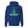 thumbnail image 1 of Lets Get Lit Xmas Tree Ugly Christmas Sweater Unisex Graphic Hoodie Sweatshirt, Royal, Small, 1 of 3
