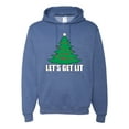 thumbnail image 1 of Lets Get Lit Xmas Tree Ugly Christmas Sweater Unisex Graphic Hoodie Sweatshirt, Vintage Heather Blue, Small, 1 of 3