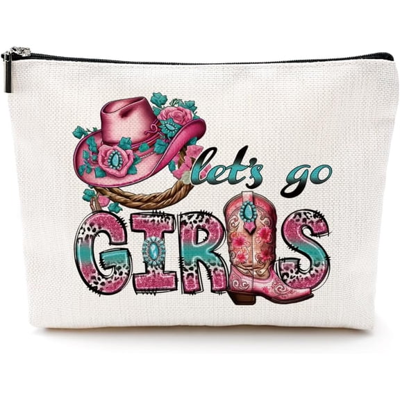 Lets Go Girls Cowgirl Gifts Western Gifts for Women Boho Stuff Cowgirl Makeup Bag Gifts Country Girl Gifts Cowboy Hat Gifts Western Bag Birthday Christmas Gifts