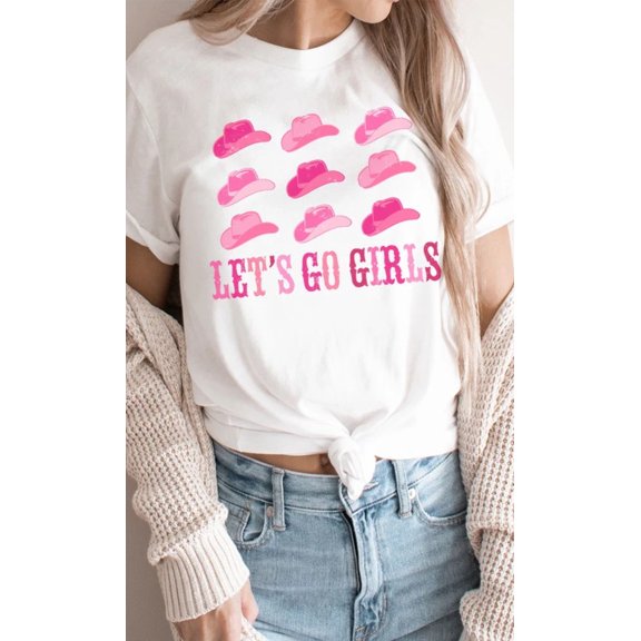 Lets Go Girls Cowgirl Hat Graphic Tee T-Shirt PLUS