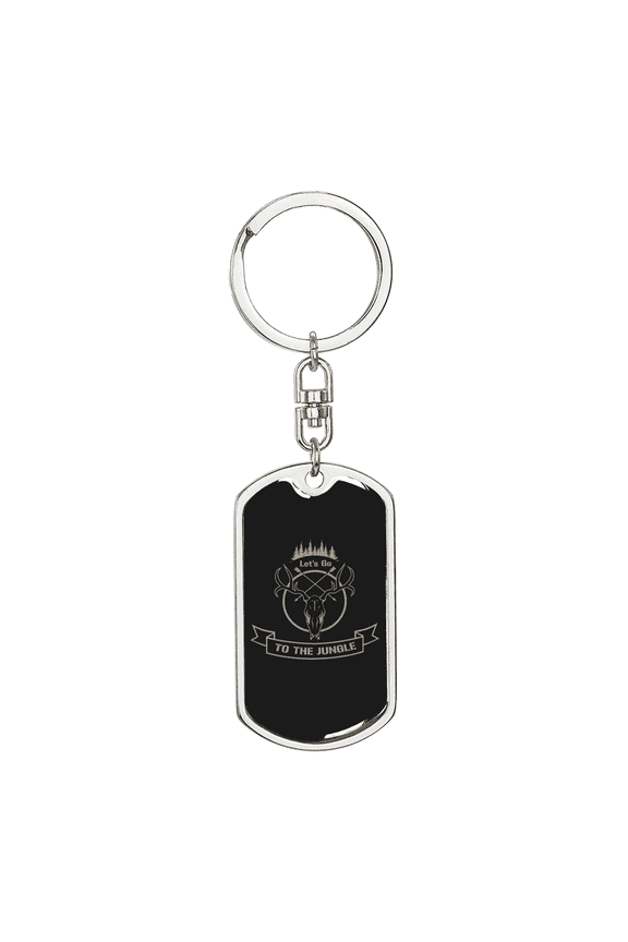 Lets Go To The Jungle Hunter'S Dog Tag Keychain Stainless Steel Silver Tone or Gold Tone Keyring