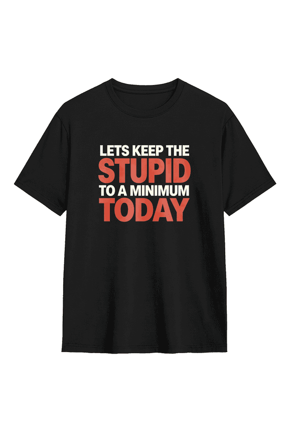 Lets Keep The Stupid To A Minimum Today Cool Graphic Tee For Men And Women, Witty Fun Cotton Short Sleeves T-Shirt