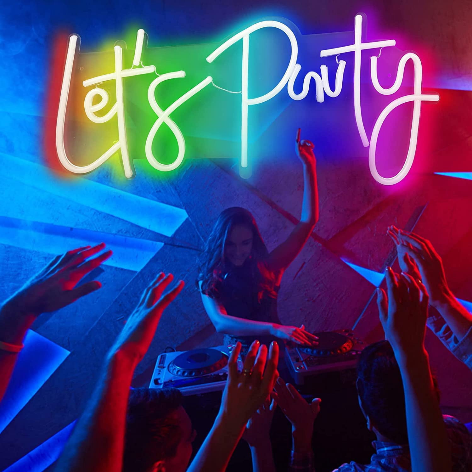Party Neon Sign Let's - White LED Dimmable Wall Light For Parties ...