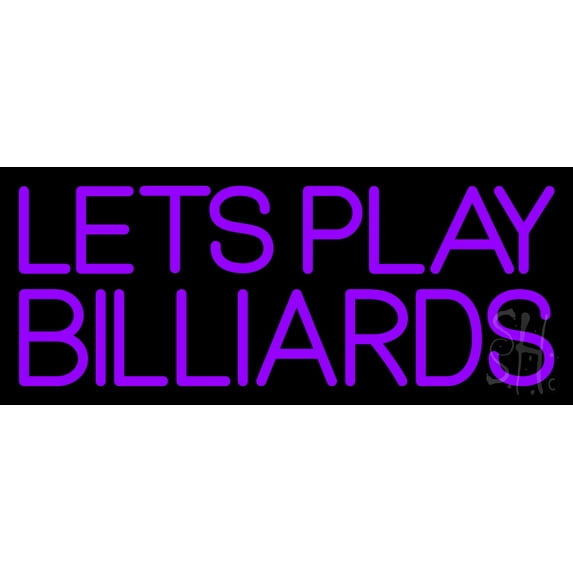 Lets Play Billiard 1 LED Neon Sign 10 x 24 - inches, Black Square Cut Acrylic Backing, with Dimmer - Bright and Premium built indoor LED Neon Sign for wall décor, arcarde, and storefront.