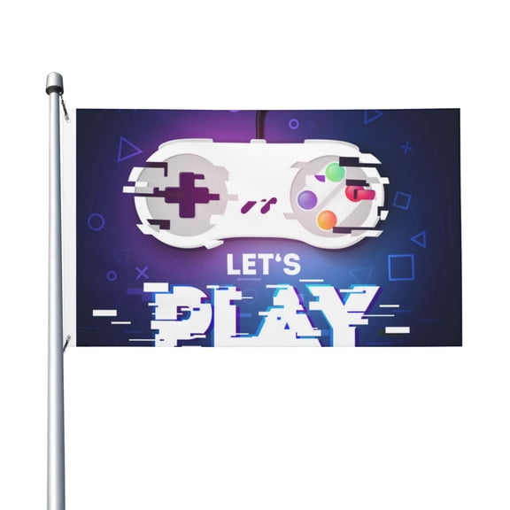 Lets Play Game Controller Flag 3X5 Ft Garden Yard House Flags Banner Sign Outdoor Indoor Party Home Garden Decoration