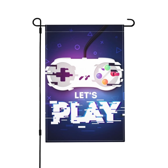 Lets Play Game Controller Garden Flag Outdoor House Flags 12 X 18 Inch Banner Yard Home Decoration