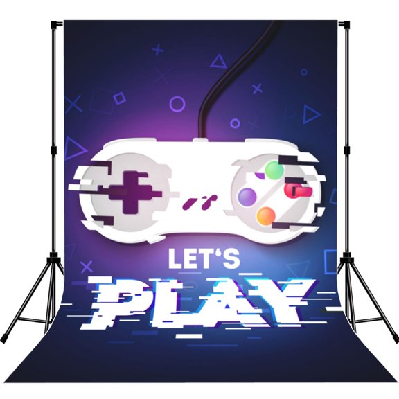 Lets Play Game Controller Photography Backdrop 5x7Ft Background for Photo Studio Video Recording Birthday Party Wedding Home Decor