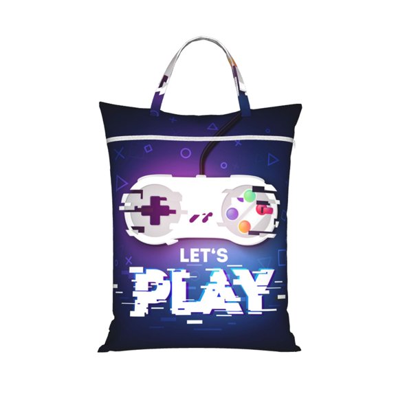 Lets Play Game Controller Travel Dirty Laundry Bag 1 PC , Portable Hanging Storage Bag for Gym Camping Beach Business Trips
