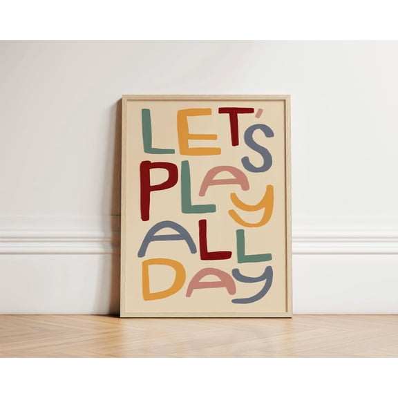 Lets Play Print, Nursery Wall Art, Unframed Paper Poster 8x10in