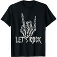 thumbnail image 1 of Lets Rock Band Tees - Rock And Roll Halloween Skeleton Hand T-Shirt, 1 of 5