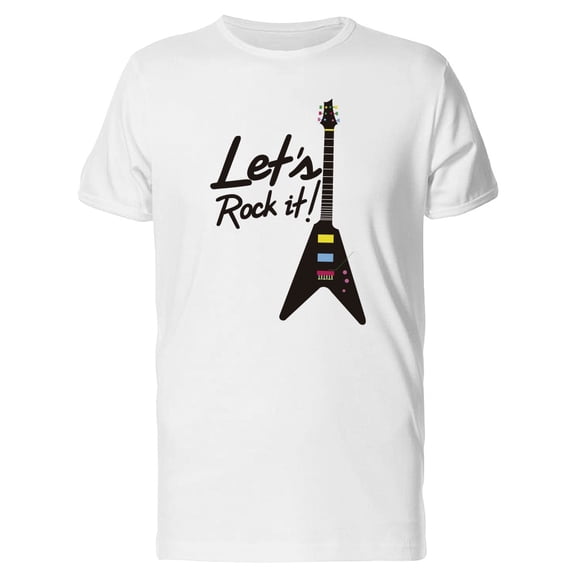Lets Rock It! Metal Style Guitar T-Shirt Men -Image by Shutterstock, Male 3X-Large