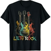 PAGLIO Lets Rock Rock n Roll Guitar Retro Graphic Tee for Men Women T-Shirt
