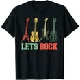thumbnail image 1 of Lets Rock Rock n Roll Guitar Retro T-Shirt mens t shirt，black，women，funny，misfits，men，journey，t-shirt, 1 of 4