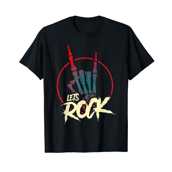 Lets Rock Rock n Roll Guitar Retro T-Shirt