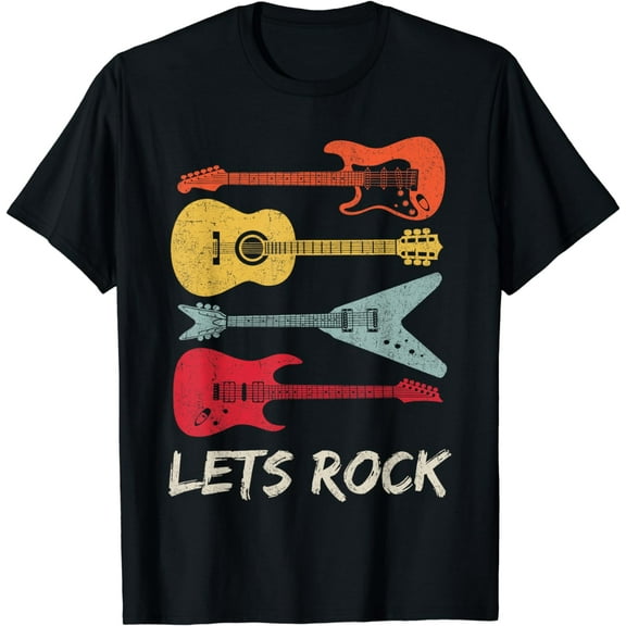 Lets Rock n Roll Guitar Retro Gift Men Women Shirt T-Shirt