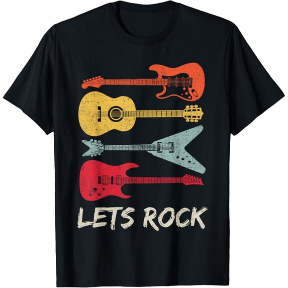Lets Rock n Roll Guitar Retro Gift Men Women T-Shirt