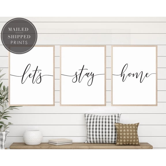 Lets Stay Home Wall Art Print, Cozy Home Quote Decor