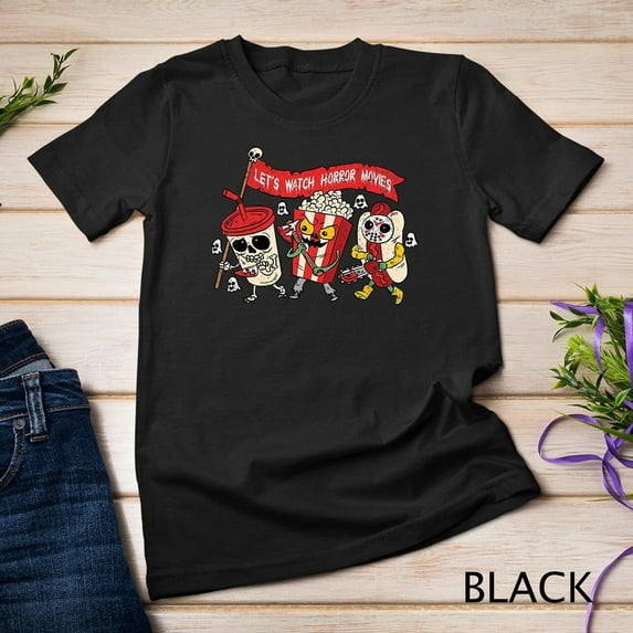 Lets Watch Horror Movies Halloween Funny Ghost Skeleton T-Shirt Unisex T-shirt