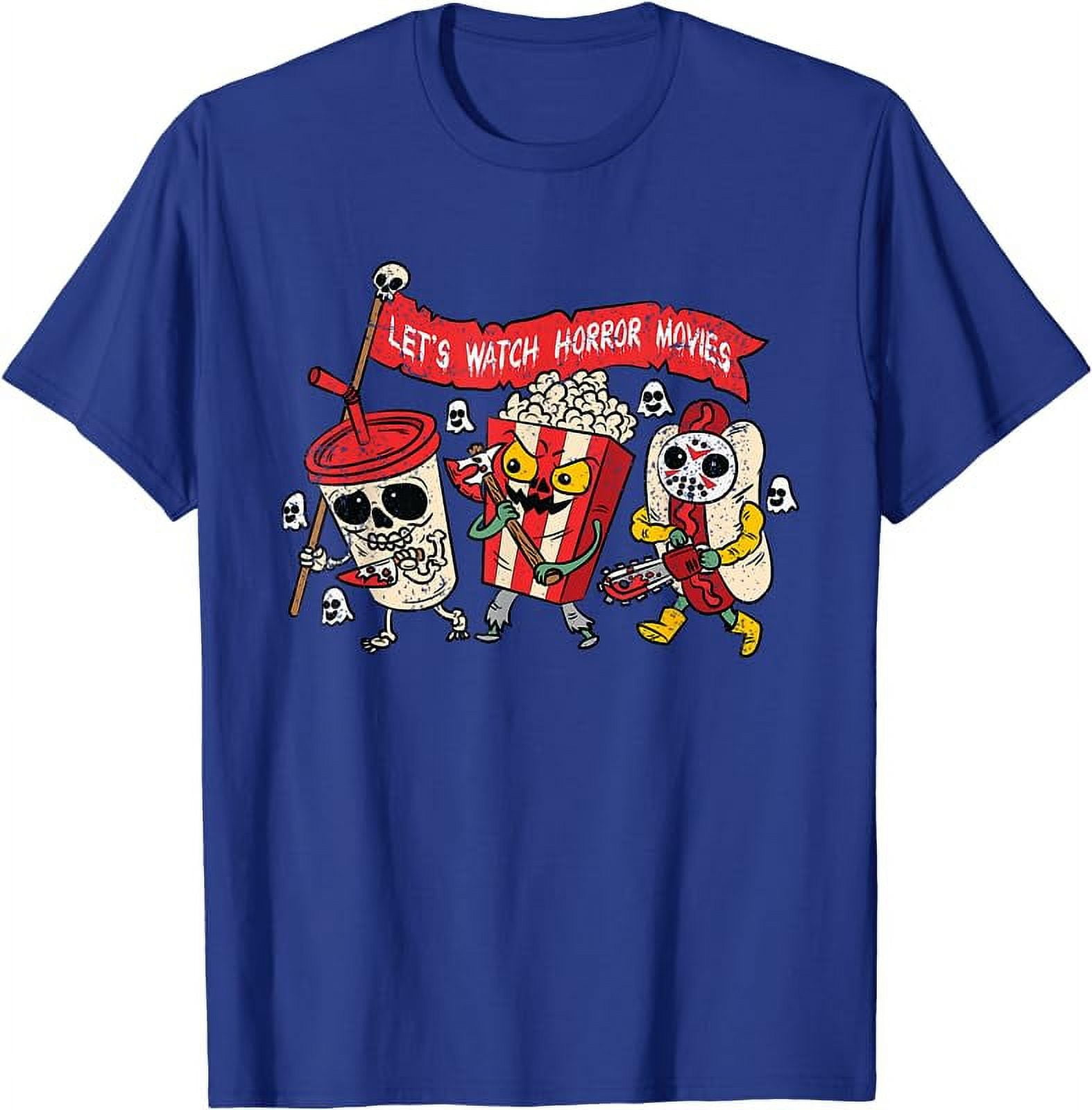 Lets Watch Horror Movies Halloween Funny Ghost Skeleton T Shirt lets-watch-horror-movies-halloween-funny-ghost-skeleton-t-shirt