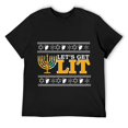 thumbnail image 1 of Lets get Lit funny menorah gift ugly hanukkah sweater design T-Shirt Black Small, 1 of 5