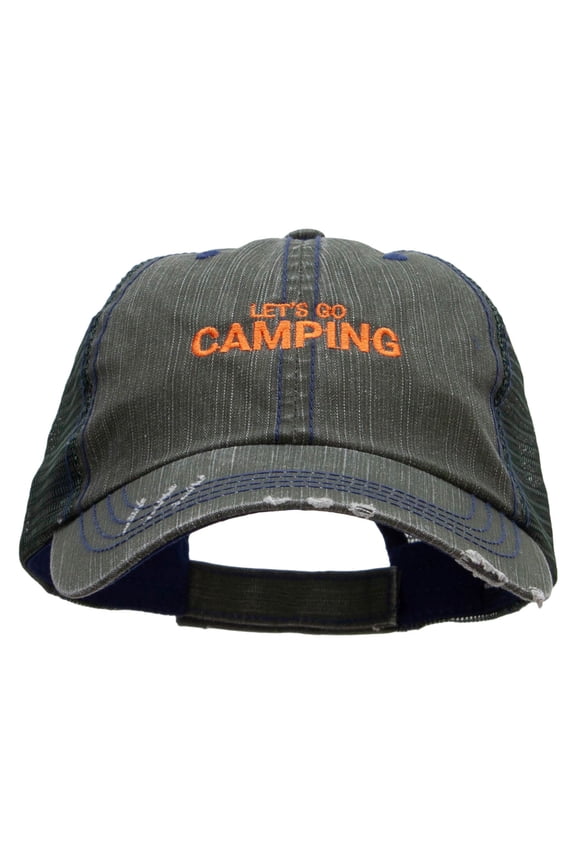Lets go Camping Embroidered Low Profile Special Cotton Mesh Cap - Green OSFM