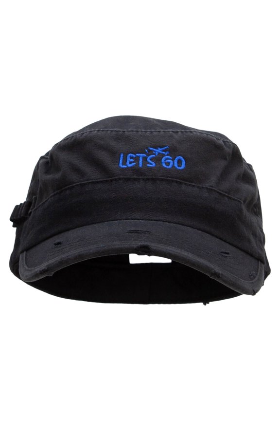 Lets go Fly Washed Cotton Fitted Army Cap - Black S-M