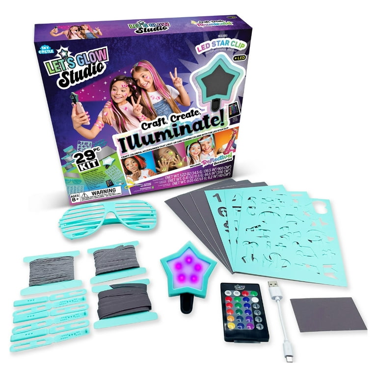 LetsGlow Studio DIY Arts and Crafts Glow Kit Includes 16 Color LED Light Remote Control and Accessories