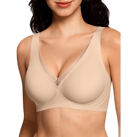LetsJoli Jelly Bras for Women, Wireless Supportive Bra with Cooling Mesh Trim, Seamless No Underwire Comfort Bralette Fit for Daily & Sleep, S-2XL