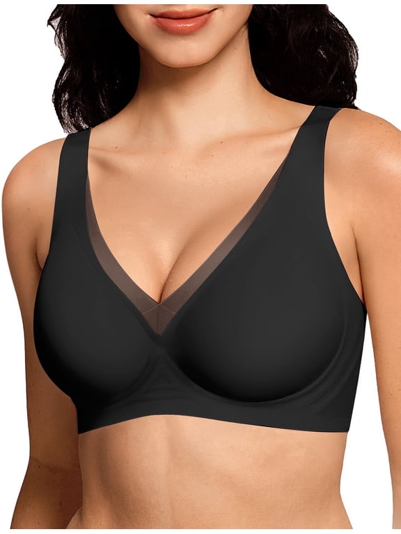 Jelly Bras for Women, Wireless Supportive Bra with Cooling Mesh Trim, Seamless No Underwire Comfort Bralette Fit for Daily & Sleep, S-2XL
