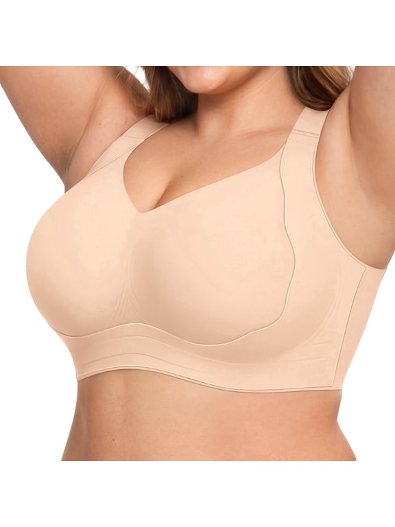 Wireless Push Up Jelly Bra For Women, Full Coverage Plus Size Supportive Everyday Bralette, S-4XL