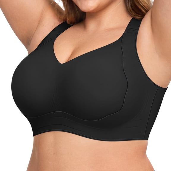 LetsJoli Wireless Push Up Jelly Bra For Women, Full Coverage Plus Size Supportive Everyday Bralette, S-4XL