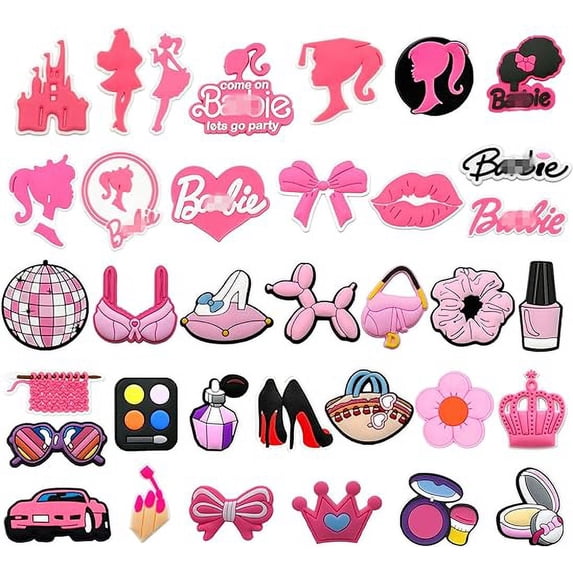 LetsRun 35Pcs Pink Shoe Charms for Girls Women, Shoe Charms Shoes Decoration for Clog Bubble Slides, Shoe Pins Decoration Accessories Birthday Gifts Party Favors