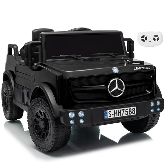 Letsgokid 12V Ride on Car with Parent Remote Control, Licensed Mercedes-Benz UNIMOG Car for Kids, LED Lights, Music & Horn, Soft Start, Low Battery Prompt, Kids Electric Vehicle for Boys Girls