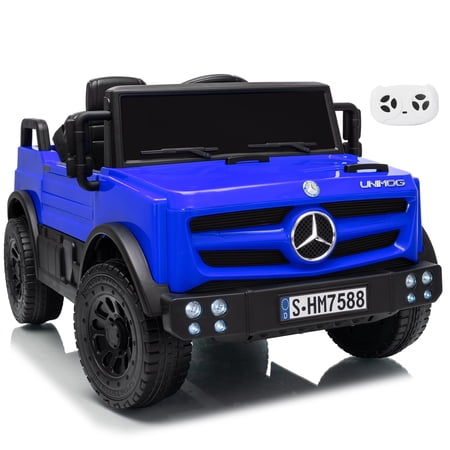 Letsgokid 12V Ride on Car with Parent Remote Control, Licensed Mercedes-Benz UNIMOG Car for Kids, LED Lights, Music & Horn, Soft Start, Low Battery Prompt, Kids Electric Vehicle for Boys Girls