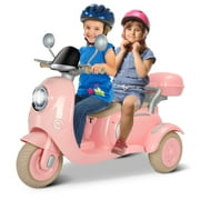 Letsgokid 2 Seater Electric Motorcycle, 12V Ride On Motorcycle with USB, Music, Bluetooth, Light, Big Storage Box, Motorcycle for Kids 3+